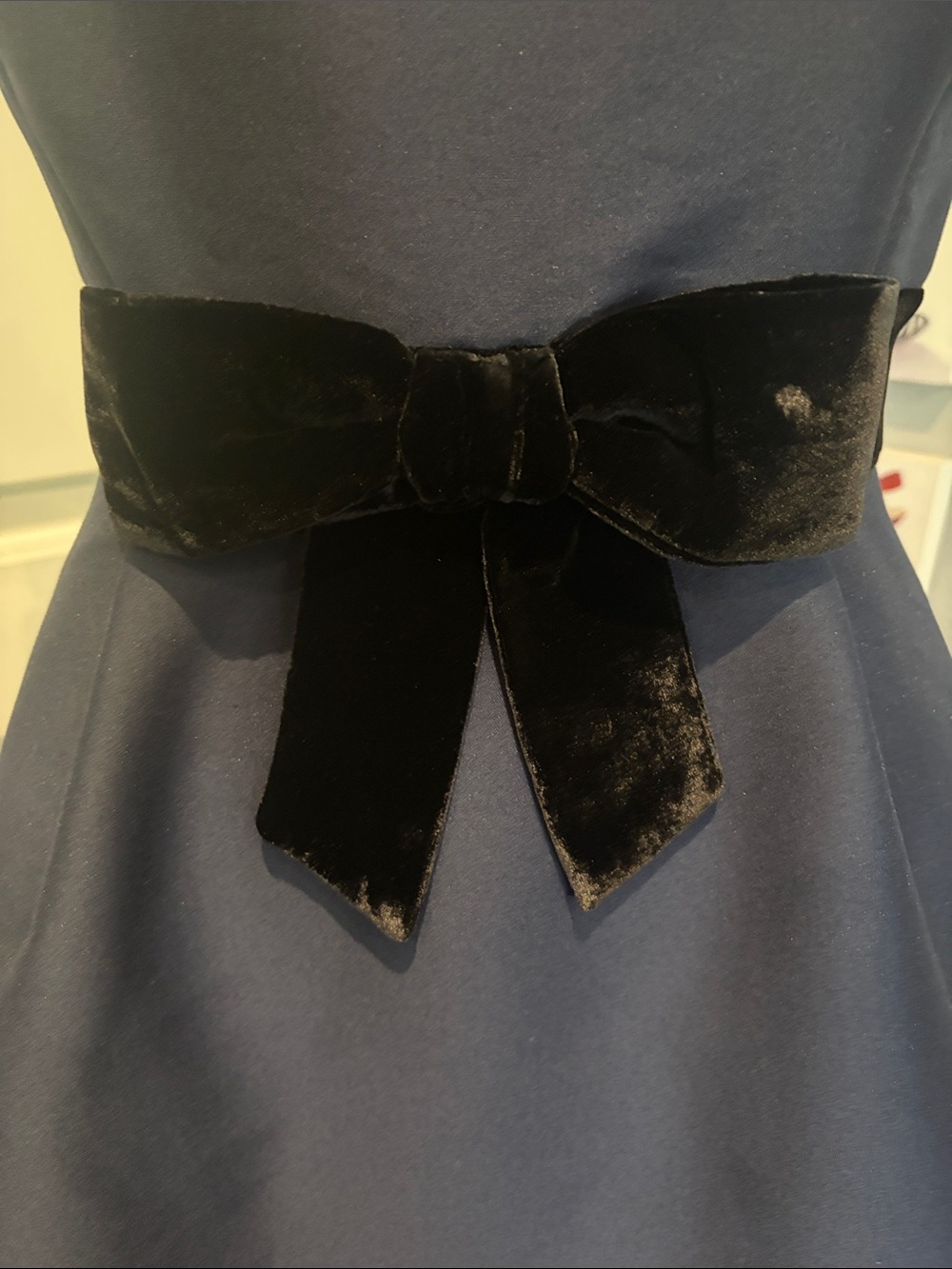 Navy Fit-and-Flare Dress with Velvet Bow Kate Spade - Picture 3 of 9